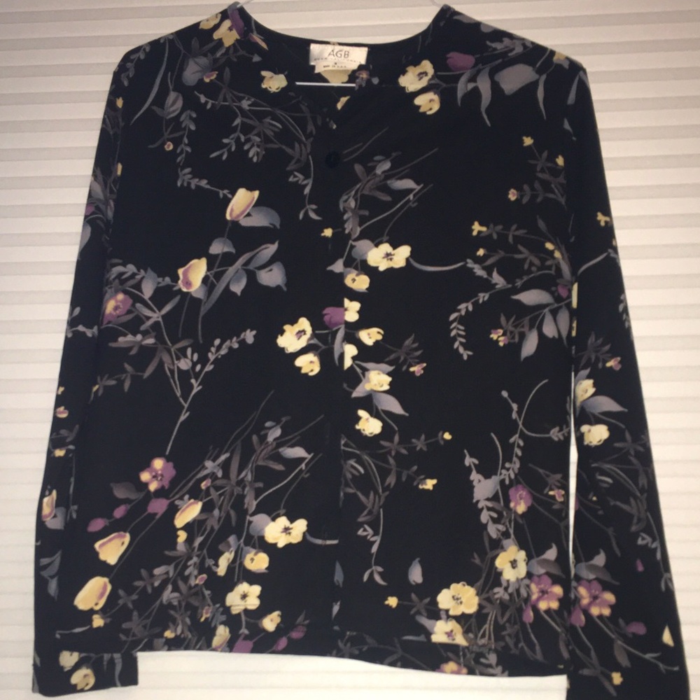 Black Blouse with Floral Design